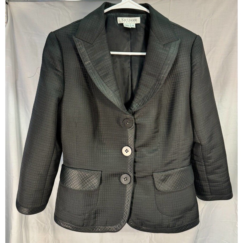 Kay Unger Black Blazer Jacket Waist Button Closure, SZ 8‎